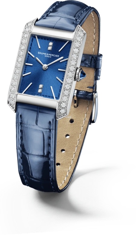 Baume & Mercier,Hampton 22.20x34.90mm,22.20x34.90mm,Stainless Steel,Blue,Quartz,Sapphire,Crystal Glass,Square,10709