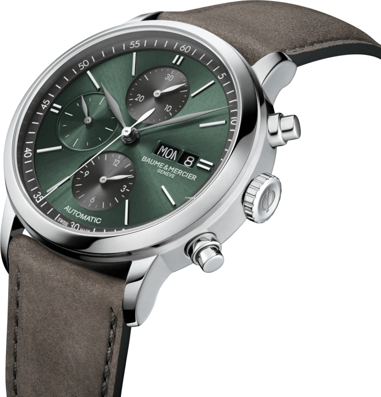 Baume & Mercier,Classima 42mm,42mm,Stainless Steel,Green,Black,Automatic,Chronograph,Date,Day,10783