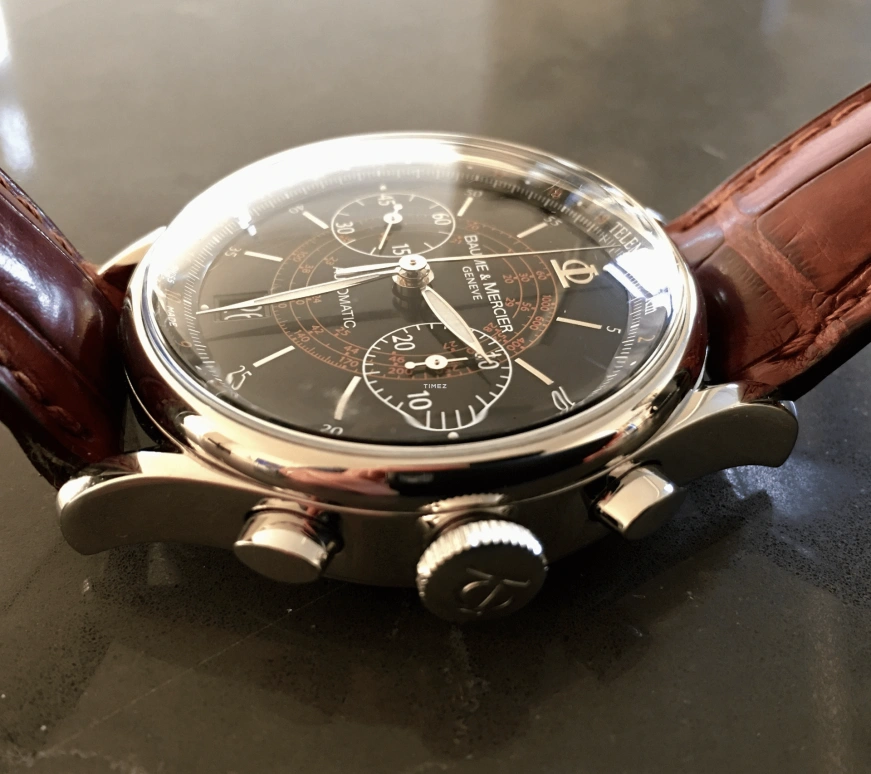 Baume & Mercier,Capeland 38mm,38mm,Stainless Steel,Black,Automatic,Chronograph,Day,8620