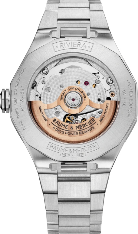 Baume & Mercier,Riviera 40mm,40mm,Stainless Steel,Grey,Automatic,Moonphase,Perpetual Calendar,Leap Year,Month,Sapphire,Crystal Glass,Twelve edge,10786