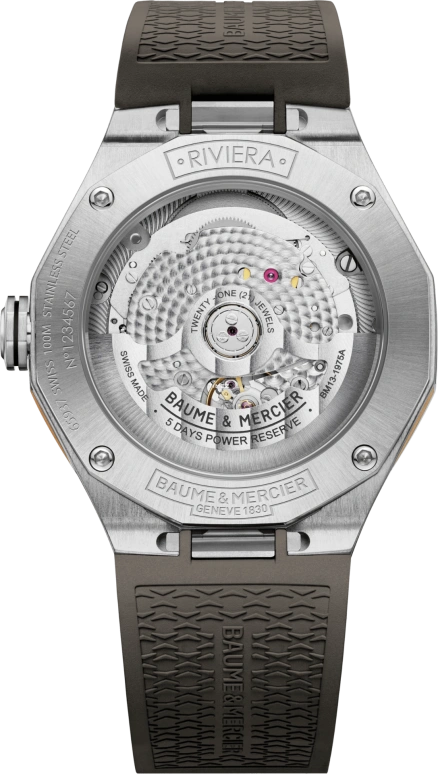Baume & Mercier,Riviera 39mm,39mm,Stainless Steel,Grey,Automatic,Day,Sapphire,Crystal Glass,10720