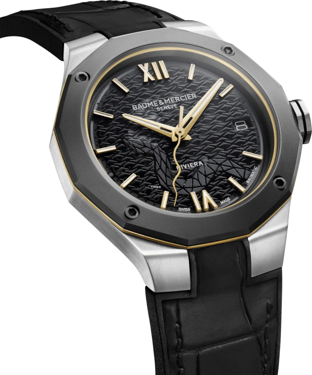 Baume & Mercier,Riviera 39mm,39mm,Stainless Steel,Black,Automatic,Day,Sapphire,Crystal Glass,snake,10785