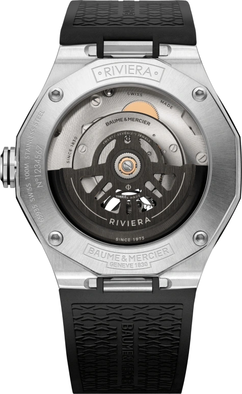 Baume & Mercier,Riviera 42mm,42mm,Stainless Steel,Black,Automatic,Sapphire,Crystal Glass,Twelve edge,10721