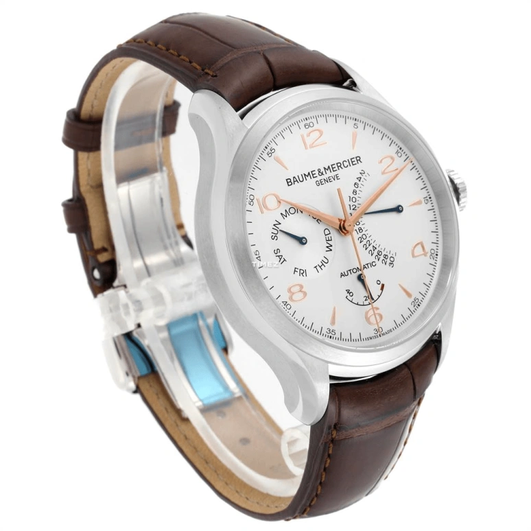 Baume & Mercier,Clifton 43mm,43mm,Stainless Steel,Silver,Automatic,Date,Day,Power Reserve Indicator,Retrograde,42hours,Sapphire,Crystal Glass,10149