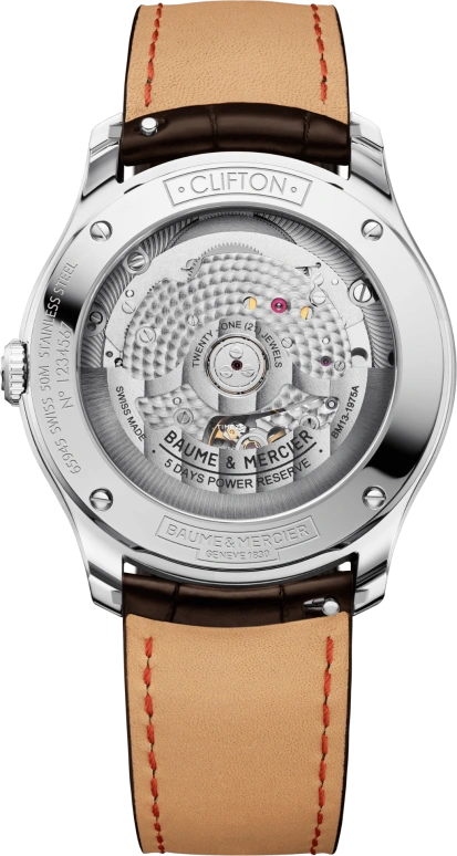 Baume & Mercier,Clifton 39mm,39mm,Stainless Steel,Silver,Automatic,Day,In-house Caliber,10773