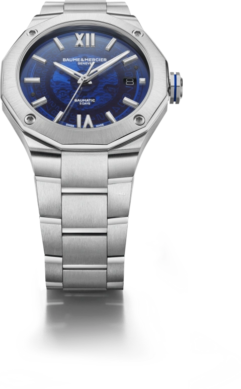 Baume & Mercier,Riviera 42mm,42mm,Stainless Steel,Blue,Handwound,Day,Sapphire,Crystal Glass,10616