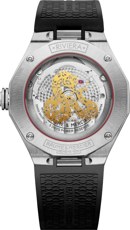 Baume & Mercier,Riviera 39mm,39mm,Stainless Steel,Black,Automatic,Day,Sapphire,Crystal Glass,snake,10785