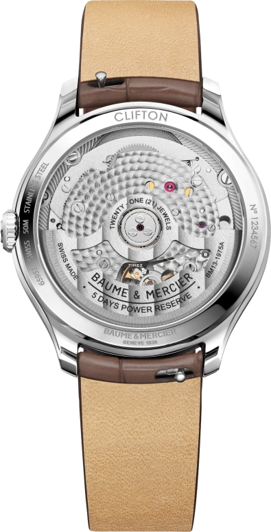 Baume & Mercier,Clifton 34mm,34mm,Stainless Steel,White,Automatic,Day,In-house Caliber,10831