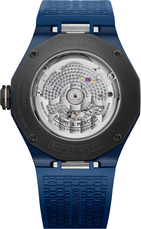Baume & Mercier,Riviera 42mm,42mm,Stainless Steel,Blue,Automatic,Day,Sapphire,Crystal Glass,10769