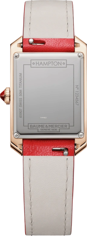 Baume & Mercier,Hampton 22.20x34.90mm,22.20x34.90mm,Grey,Quartz,Sapphire,Crystal Glass,Square,Rose Gold,10628