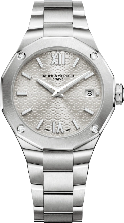 Baume & Mercier,Riviera 36mm,36mm,Stainless Steel,Cream,Handwound,Day,Sapphire,Crystal Glass,10614