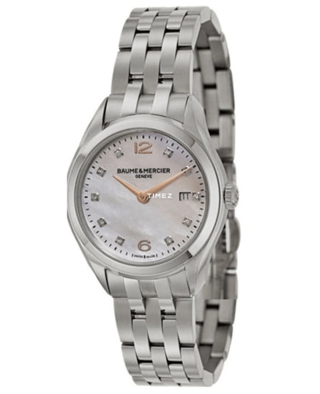 Baume & Mercier,Clifton 30mm,30mm,Stainless Steel,White,Quartz,Day,Sapphire,10176