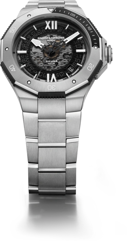 Baume & Mercier,Riviera 42.10x39.05mm,42.10x39.05mm,Stainless Steel,Smoky Gray,Automatic,Day,Sapphire,Crystal Glass,10717