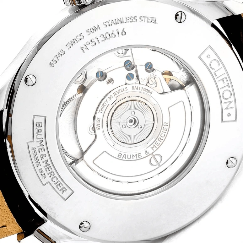 Baume & Mercier,Clifton 43mm,43mm,Stainless Steel,Silver,Automatic,Date,Day,Power Reserve Indicator,Retrograde,42hours,Sapphire,Crystal Glass,10149