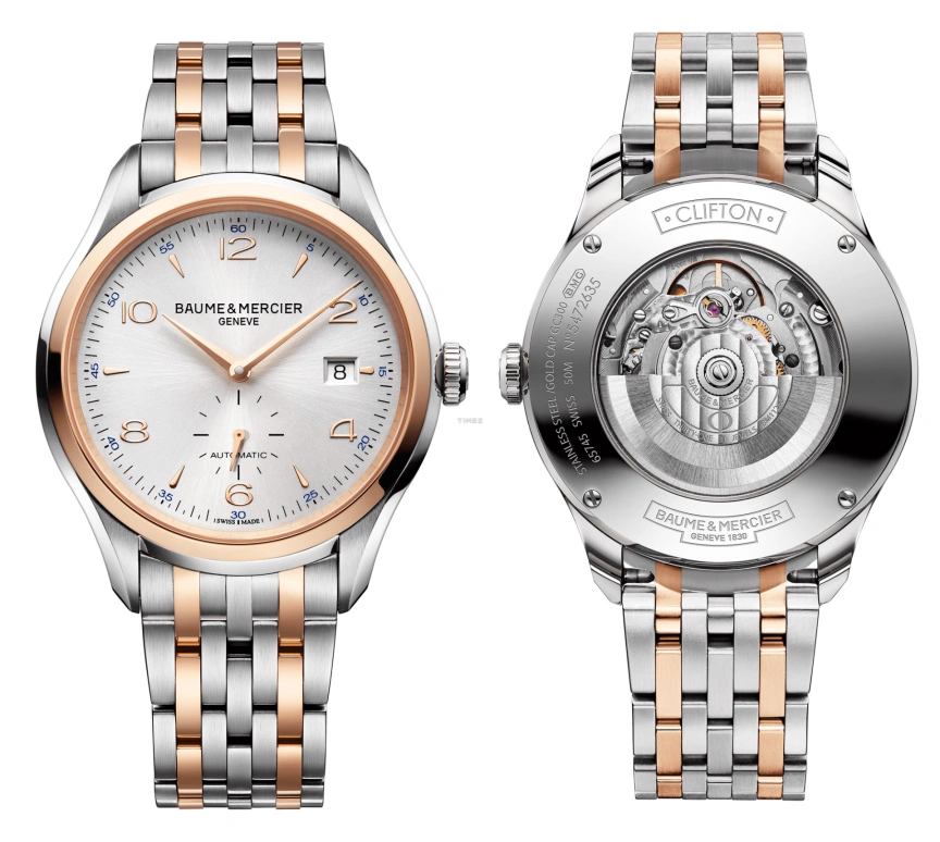 Baume & Mercier,Clifton 41mm,41mm,Red Gold,Stainless Steel,Silver,Automatic,Day,38hours,10140