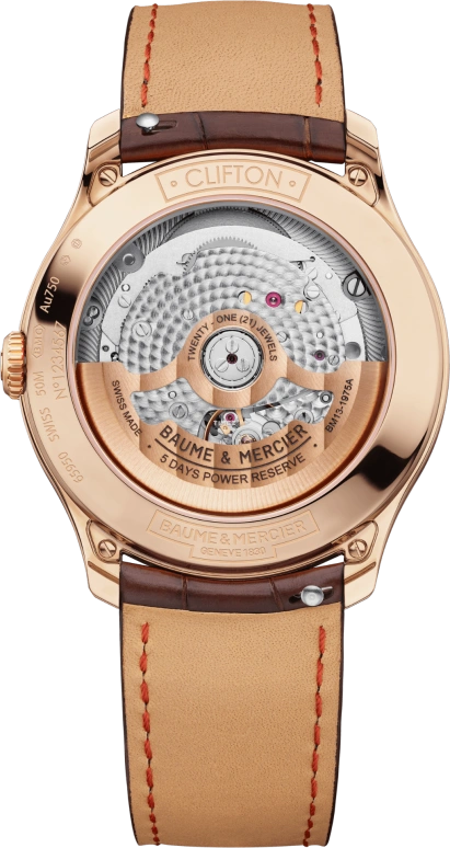 Baume & Mercier,Clifton 39mm,39mm,Rose Gold,Cream,Automatic,Day,In-house Caliber,10802