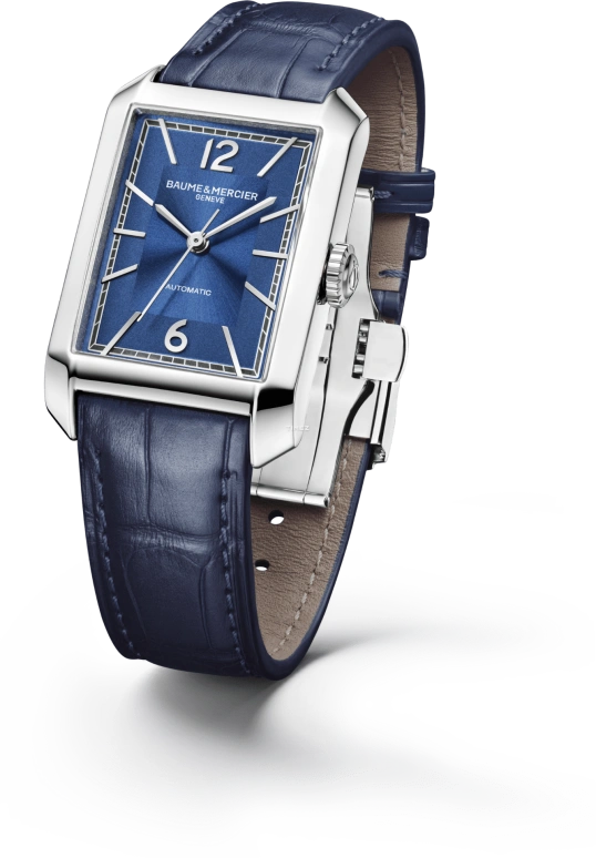 Baume & Mercier,Hampton 27.50x43mm,27.50x43mm,Stainless Steel,Blue,Automatic,Sapphire,Crystal Glass,Square,10732