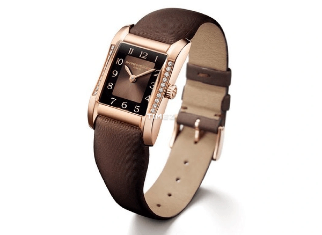 Baume & Mercier,Hampton 22x34.50mm,22x34.50mm,Rose Gold,Coffee,Brown,Quartz,Sapphire,Crystal Glass,Rectangular,10093