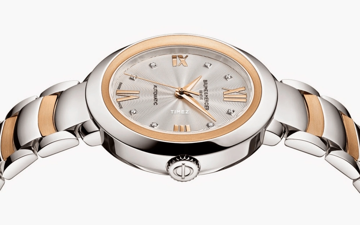 Baume & Mercier,Promesse 34mm,34mm,Rose Gold,Silver,Automatic,Sapphire,Crystal Glass,Round,10163