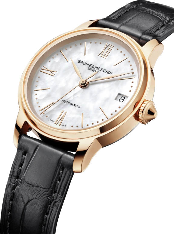 Baume & Mercier,Classima 31mm,31mm,Rose Gold,Titanium,White,Automatic,Day,Sapphire,Crystal Glass,10598