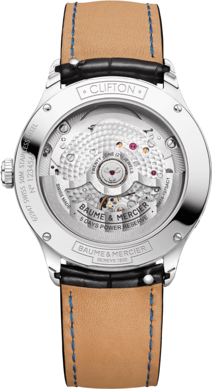 Baume & Mercier,Clifton 39mm,39mm,Stainless Steel,Black,Automatic,Moonphase,Day,10758
