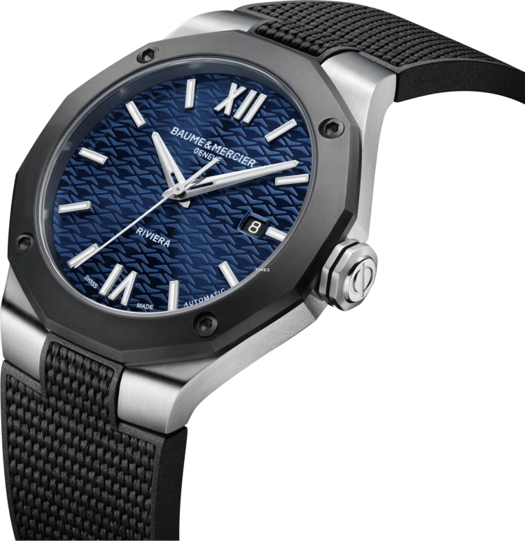 Baume & Mercier,Riviera 42mm,42mm,Stainless Steel,Blue,Automatic,Day,Sapphire,Crystal Glass,10768