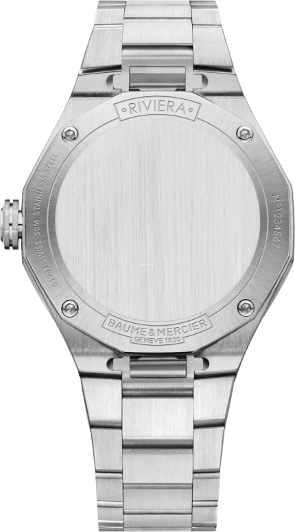 Baume & Mercier,Riviera 36mm,36mm,Stainless Steel,Cream,Handwound,Day,Sapphire,Crystal Glass,10614