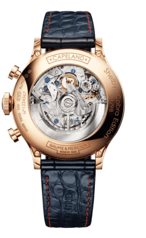 Baume & Mercier,Capeland 44mm,44mm,Rose Gold,Blue,Automatic,Chronograph,Day,Flyback,10233