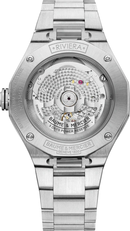 Baume & Mercier,Riviera 39mm,39mm,Stainless Steel,Grey,Handwound,Day,Sapphire,Crystal Glass,10715