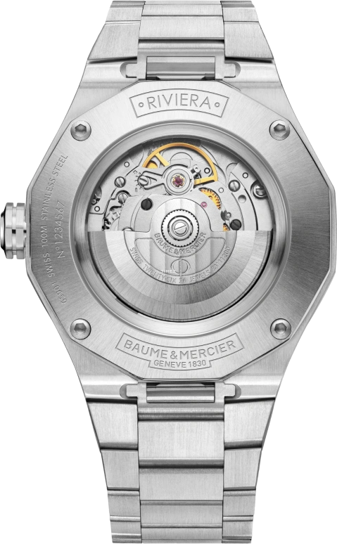 Baume & Mercier,Riviera 42mm,42mm,Stainless Steel,Blue,Handwound,Day,Sapphire,Crystal Glass,10620