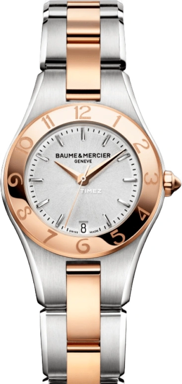 Baume & Mercier,Linea 27mm,27mm,Rose Gold,Silver,Quartz,Day,Sapphire,Crystal Glass,10080