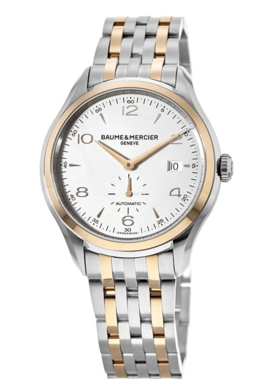 Baume & Mercier,Clifton 41mm,41mm,Red Gold,Stainless Steel,Silver,Automatic,Day,38hours,10140
