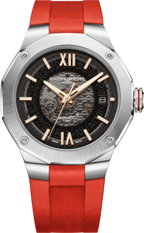 Baume & Mercier,Riviera 42.10x39.05mm,42.10x39.05mm,Stainless Steel,Smoky Gray,Automatic,Day,Sapphire,Crystal Glass,10719