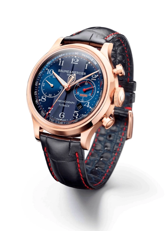 Baume & Mercier,Capeland 44mm,44mm,Rose Gold,Blue,Automatic,Chronograph,Day,Flyback,10233