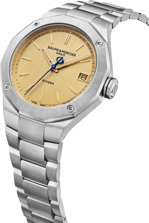Baume & Mercier,Riviera 39mm,39mm,Stainless Steel,Yellow,Automatic,Day,In-house Caliber,10822