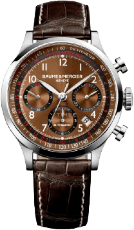 Baume & Mercier,Capeland 42mm,42mm,Stainless Steel,Brown,Automatic,Chronograph,Day,10083