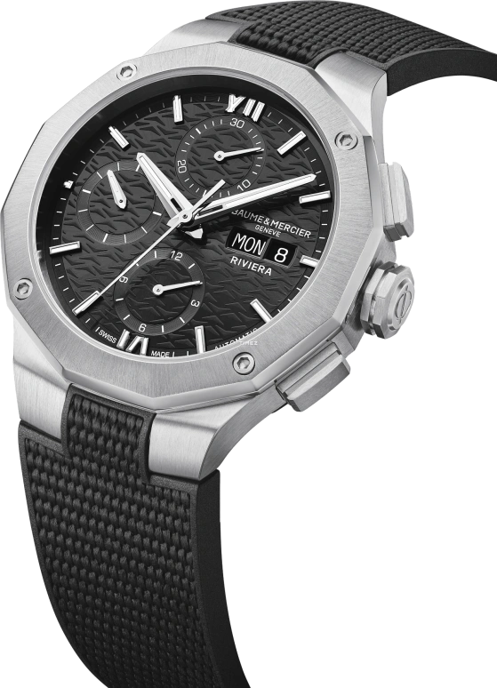 Baume & Mercier,Riviera 41mm,41mm,Stainless Steel,Black,Automatic,Chronograph,Date,Day,10864