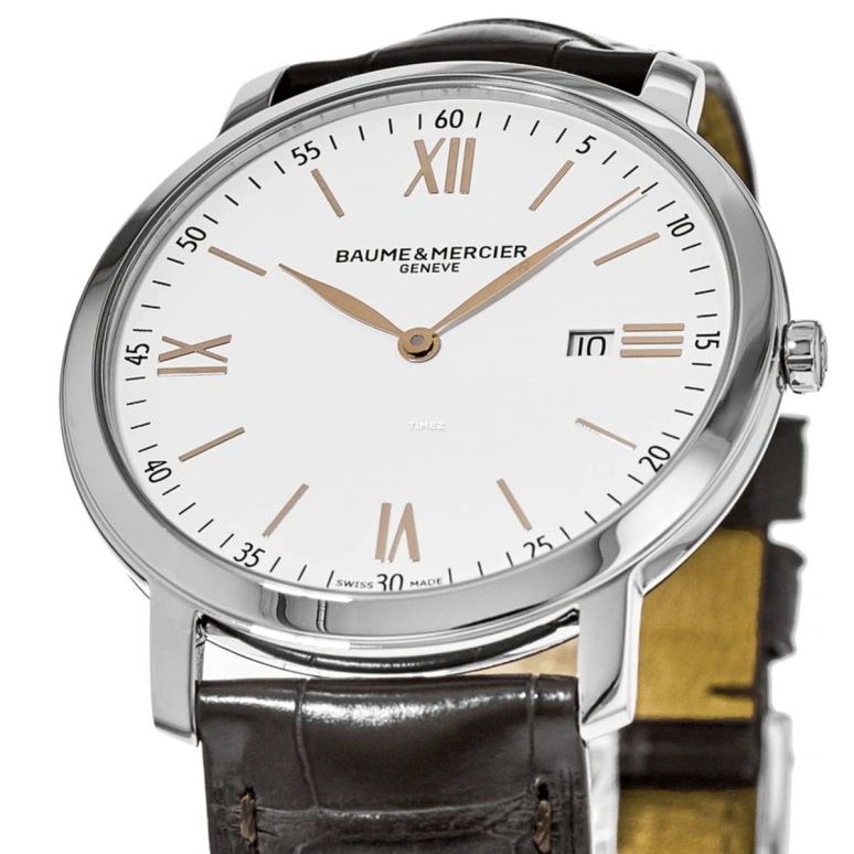 Baume & Mercier,Classima 39mm,39mm,Stainless Steel,White,Quartz,Day,Sapphire,Crystal Glass,10181