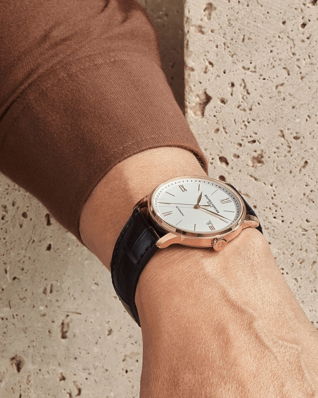 Baume & Mercier,Classima 39mm,39mm,Rose Gold,Titanium,Silver,Automatic,Day,Sapphire,Crystal Glass,10597
