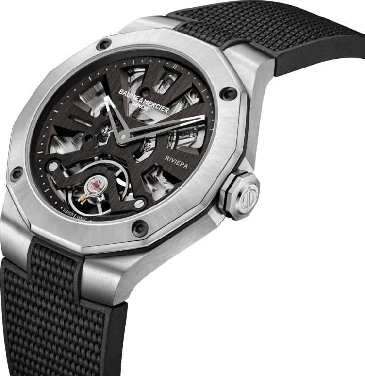 Baume & Mercier,Riviera 42mm,42mm,Stainless Steel,Black,Automatic,Sapphire,Crystal Glass,Twelve edge,10721