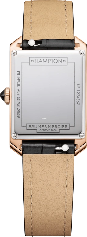 Baume & Mercier,Hampton 35x22mm,35x22mm,Rose Gold,Titanium,White,Quartz,Sapphire,Crystal Glass,Rectangular,10752