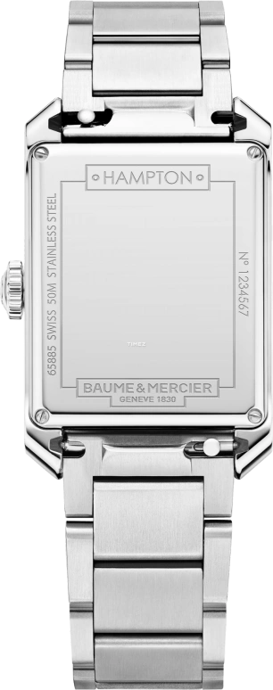 Baume & Mercier,Hampton 43x27mm,43x27mm,Stainless Steel,Blue,Quartz,Sapphire,Crystal Glass,Rectangular,10754