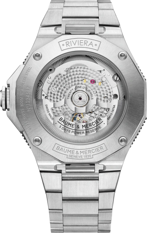 Baume & Mercier,Riviera 42.10x39.05mm,42.10x39.05mm,Stainless Steel,Smoky Gray,Automatic,Day,Sapphire,Crystal Glass,10717