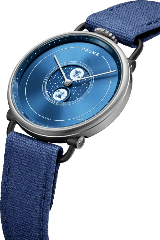 Baume & Mercier,Baume 41mm,41mm,Stainless Steel,Blue,Quartz,Moonphase,Round,10637