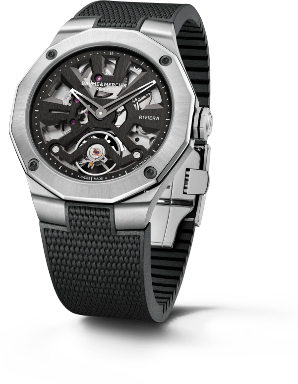 Baume & Mercier,Riviera 42mm,42mm,Stainless Steel,Black,Automatic,Sapphire,Crystal Glass,Twelve edge,10721