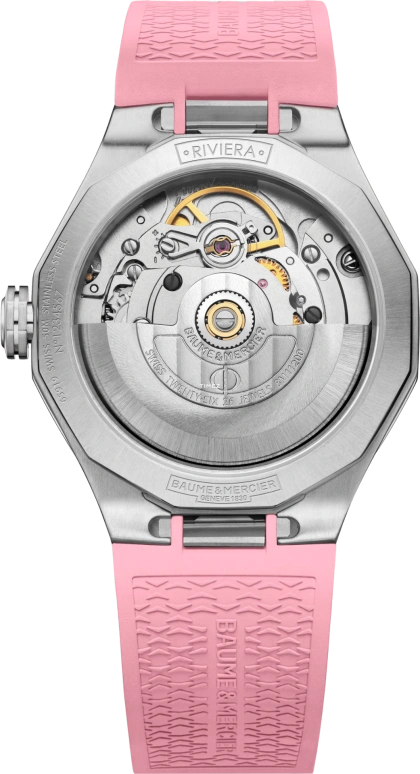 Baume & Mercier,Riviera 33mm,33mm,Stainless Steel,Pink,Automatic,Day,Sapphire,Crystal Glass,10798