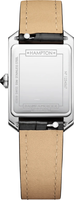 Baume & Mercier,Hampton 35x22mm,35x22mm,Stainless Steel,Black,Quartz,Sapphire,Crystal Glass,Rectangular,10813