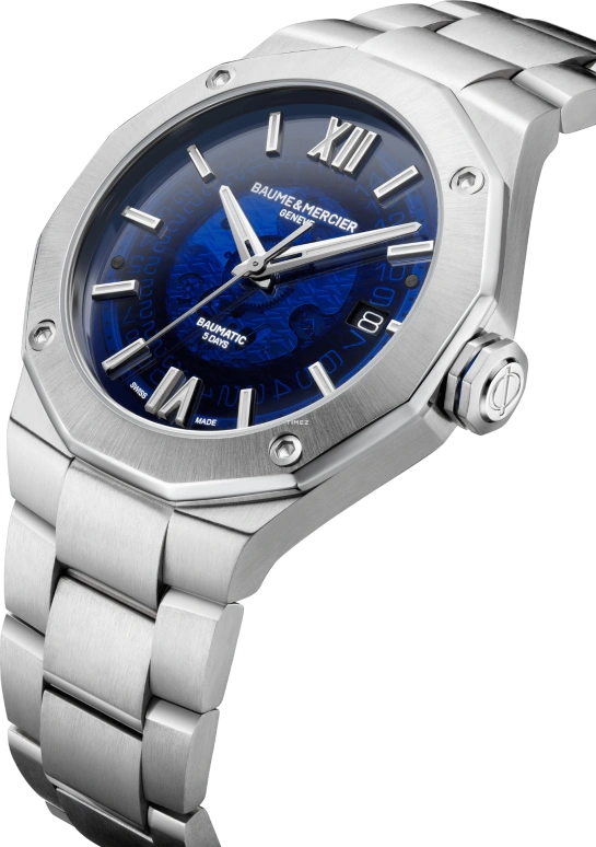 Baume & Mercier,Riviera 42mm,42mm,Stainless Steel,Blue,Handwound,Day,Sapphire,Crystal Glass,10616