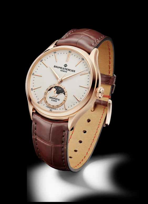 Baume & Mercier,Clifton 39mm,39mm,Rose Gold,Cream,Automatic,Moonphase,Day,10736