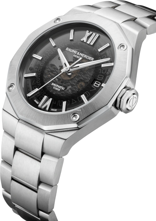 Baume & Mercier,Riviera 42mm,42mm,Stainless Steel,Black,Automatic,Day,Sapphire,Crystal Glass,10702